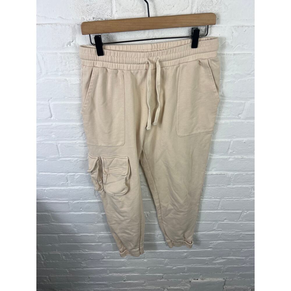 ASOS Design Women's Mid Rise Cargo Sweatpants Elastic Waist Beige Size Medium